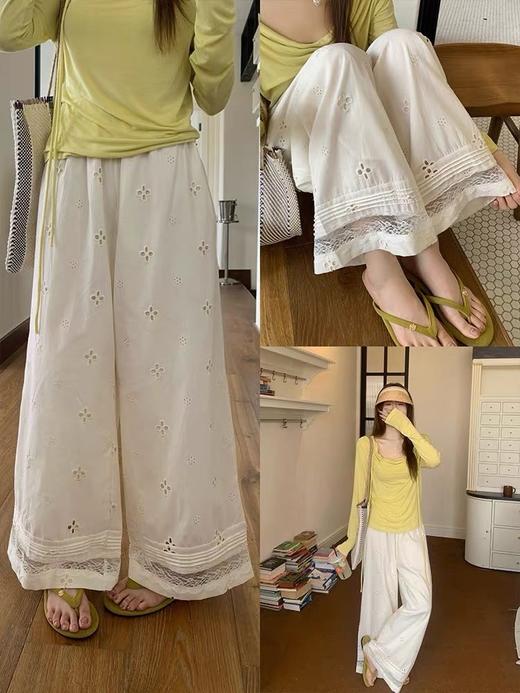 无敌好穿的重工刺绣阔腿裤 商品图1