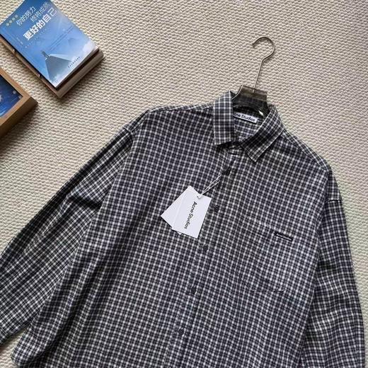 F0331131左胸袋logo徽标韩系慵懒风薄款格子宽松休闲外套长袖衬衫 商品图4