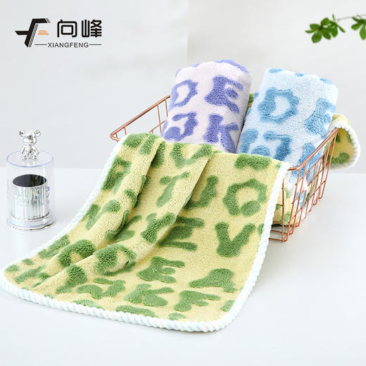 「柔软珊瑚绒」向峰珊瑚绒提花字母毛巾浴巾加大加厚款男女通用居家布艺柔软亲肤 商品图2
