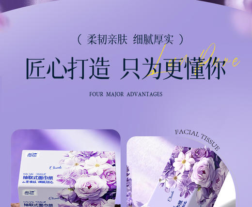 【大牌推荐】蓝漂 5层加厚·云柔抽取式面巾纸 超大量80抽/包 5层加厚云柔触感更舒适，柔软亲肤耐用 6包/20包 商品图3