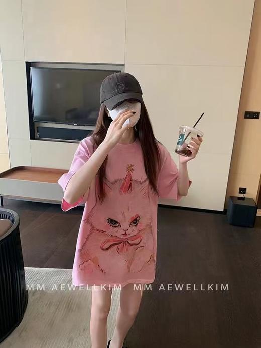 特价出！少量！售完无补！甜酷少女感！ADER猫咪印花宽松短袖T恤！ 商品图4