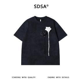 SDSA男装2026新款高贵轻奢潮牌扎染立体玫瑰装饰圆领短袖T恤百搭