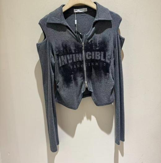 NC翻领拉链露肩小衫51220（灰）春季961010460321 商品图2