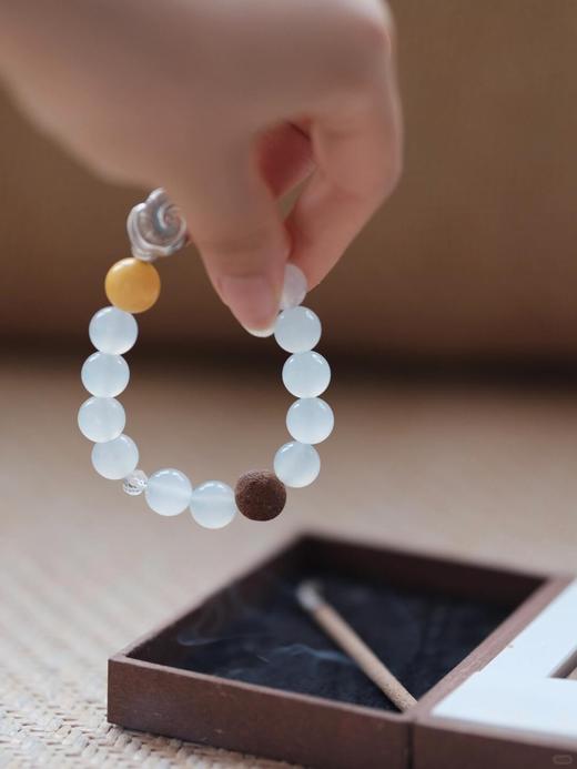 回向·祥云法螺  藏香珠+蜜蜡+珍珠而成的手串 商品图6