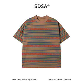 SDSA男装2026新款高贵轻奢潮牌撞色趣味条纹设计圆领短袖T恤百搭