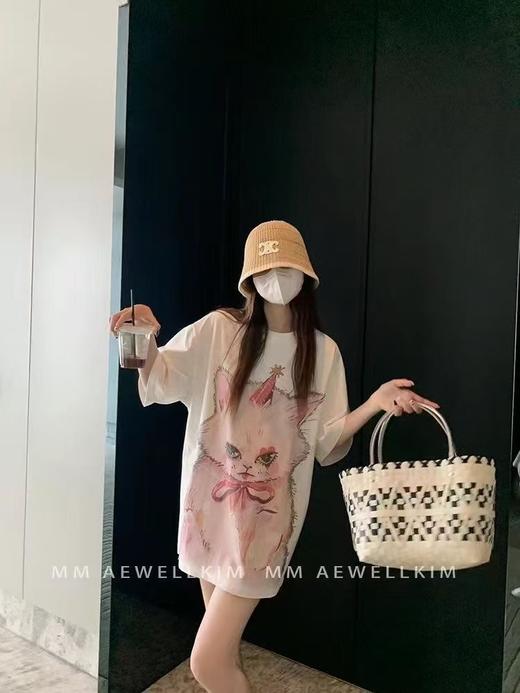 特价出！少量！售完无补！甜酷少女感！ADER猫咪印花宽松短袖T恤！ 商品图5