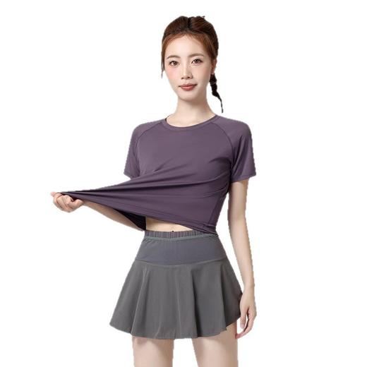 【网纱拼接！裸感面料】夏季新款瑜伽服T恤显瘦薄款健身服女速干透气短袖跑步运动上衣。xa 商品图0