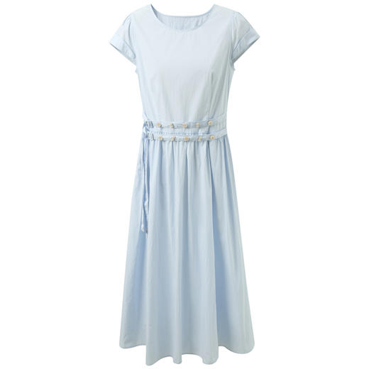 三彩2026夏季新款纯色连衣裙圆领收腰A字裙长裙简约M 商品图4