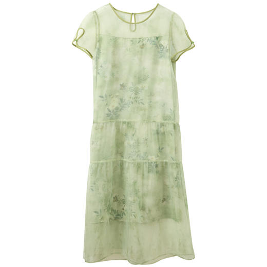 【柳色含烟】三彩2026夏季新款假两件连衣裙新中式A字裙C 商品图4