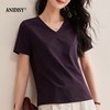 免烫抗皱80支长绒丝光棉丝滑凉感短袖V领正肩T恤 商品缩略图2