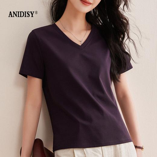 免烫抗皱80支长绒丝光棉丝滑凉感短袖V领正肩T恤 商品图2