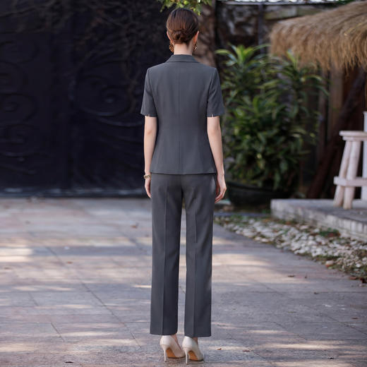 IWY/深灰色短袖西装套装女夏季气质通勤正装两件套高级感职业装25CP800 商品图4