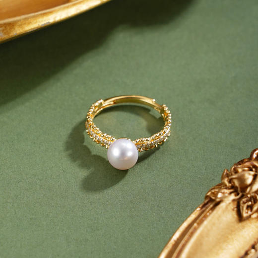 子佩集【真我之始】银S925珍珠惜王妃戒指【R2315】镀金单排钻2602 商品图0