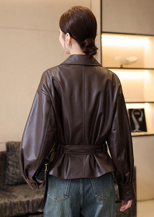 宋佳同款真皮皮衣腰带收腰绵羊皮夹克外套 商品图14