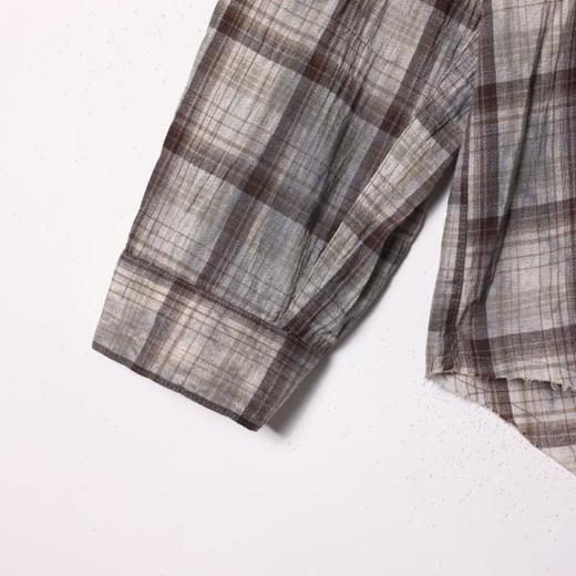 SDSA男装2026新款高贵轻奢美式复古扎染格子长袖衬衫百搭时尚上衣 商品图3