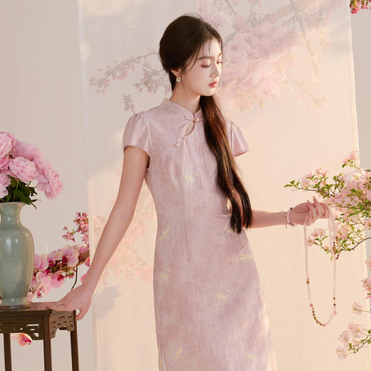 【杏花微雨】三彩2026夏季新款新中式连衣裙假两件拼接长裙C 商品图1