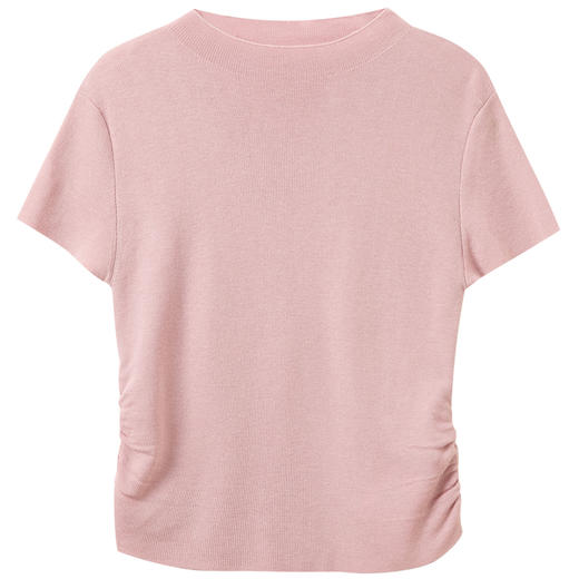 三彩2026春季新款修身短款套头针织衫立领短袖收腰毛衫纯色气质Z 商品图4