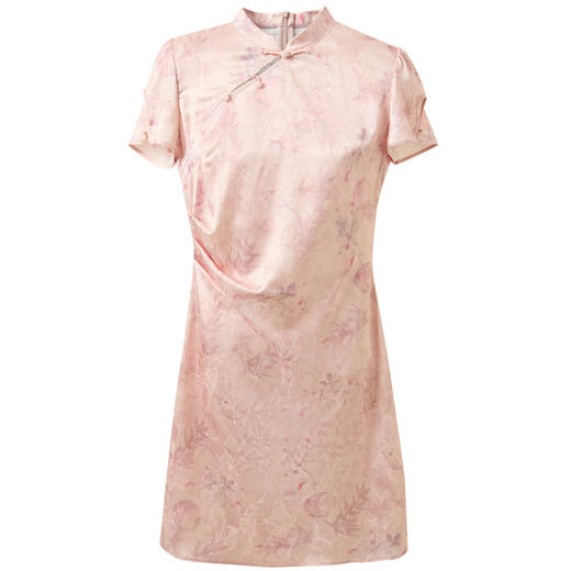 【牡丹倾城】三彩2026夏季新款立领收腰小A字短裙新中式连衣裙C 商品图4