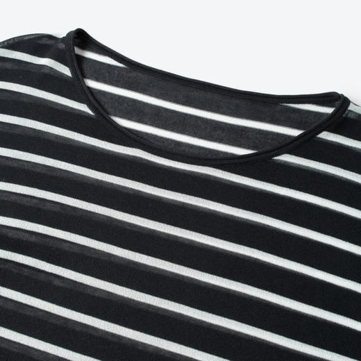 【商场同款】诗凡黎天丝条纹套头针织25夏新款长袖上衣3G5131951 商品图2