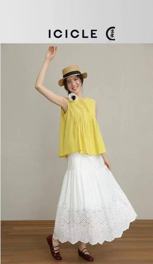 F033117春夏新款温柔时尚百搭休闲白色镂空刺绣A字大摆廓形半身裙 商品图11