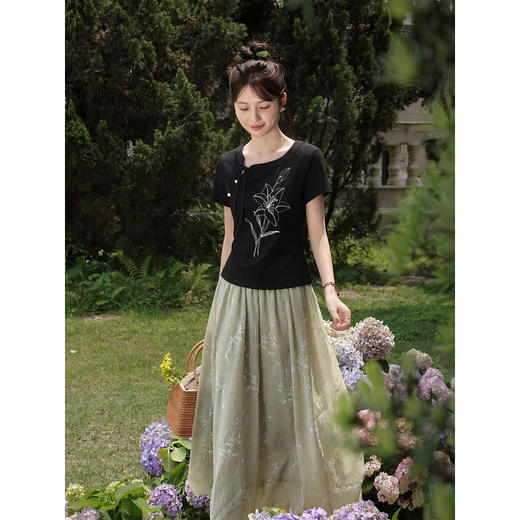 鹿向南【0402/20:00新品前1小时7折限量100件】黑色T恤 商品图3