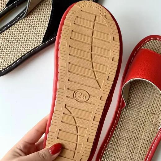 【单拍1/3/5双一律不发！59/2双，79/4双】牛皮亚麻拖鞋，柔软触感，吸汗不闷脚 商品图5