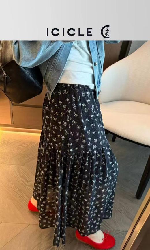 F033119春夏新款多层褶皱拼接设计灵动飘逸透气亲肤高腰A字大摆长裙 商品图7