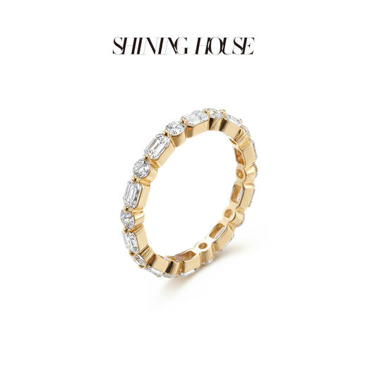 ShiningHouse[培育] 18k金钻石戒指 排钻戒指1.5克拉钻人工真钻人造钻石K金戒指设计感简约钻石戒指悦己送礼臻选【此商品不支持7天无理由退货退款】预计3日发货 商品图2