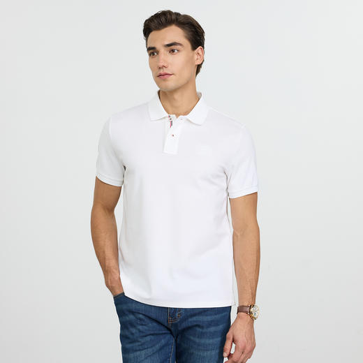 【纯棉舒适】德鲨白色短袖POLO衫男2026夏款休闲百搭上衣翻领T恤 商品图1