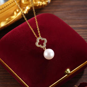 子佩集【幸运之约】银S925珍珠惜王妃套链项链【YP0062】镀金四叶草2602