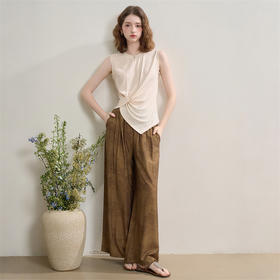 新中式国风套装女夏季不规则扭结无袖上衣搭阔腿裤两件套LXD51047