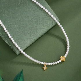 子佩集【幸运同频】银S925珍珠惜王妃项链【QJXL003】四芒星四叶草镀金2602