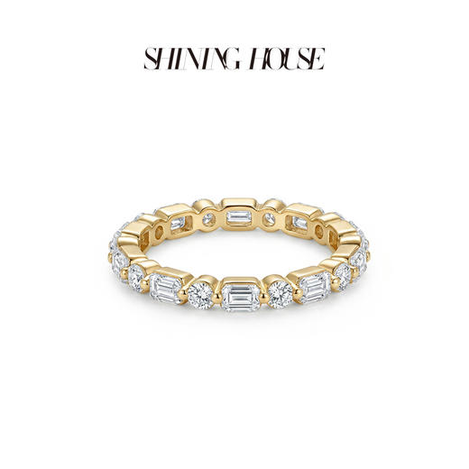 ShiningHouse[培育] 18k金钻石戒指 排钻戒指1.5克拉钻人工真钻人造钻石K金戒指设计感简约钻石戒指悦己送礼臻选【此商品不支持7天无理由退货退款】预计3日发货 商品图1