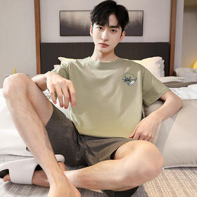 睡衣男士夏季纯棉短袖短裤套装时尚休闲凉爽中青年可外穿家居服   JL-YS9014