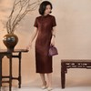 西子/红颜旧28姆米桑蚕丝非遗香云纱红云纱桑波缎旗袍/QPTJ1073 商品缩略图1