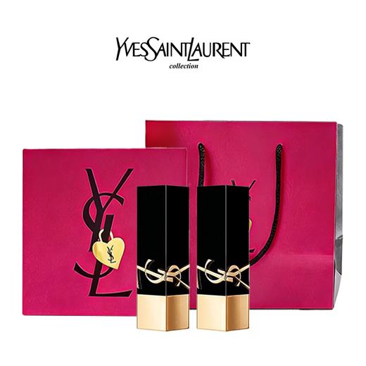 【送礼袋】YSL圣罗兰浮雕黑金方管口红3g*2支正装两件套礼盒 （#10+#1971） 香港直邮 商品图0