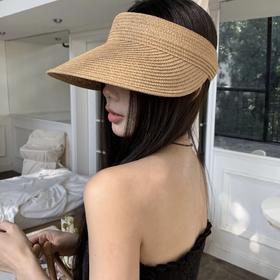 草编防晒帽女夏季度假出游空顶草帽大帽檐防紫外线遮阳太阳帽子潮