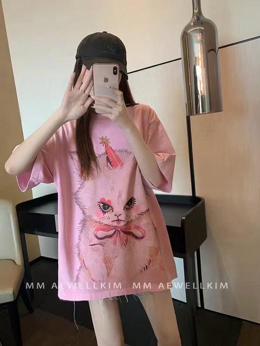 特价出！少量！售完无补！甜酷少女感！ADER猫咪印花宽松短袖T恤！ 商品图7