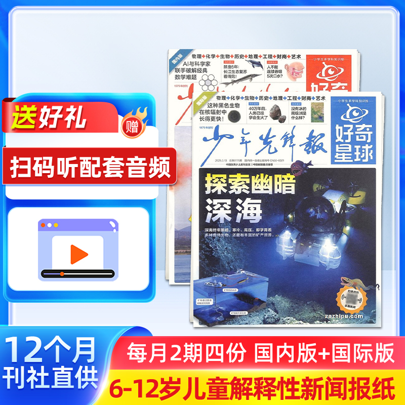 少年先锋报 好奇星球（国内版+国际版）报纸  1年24期共48份 