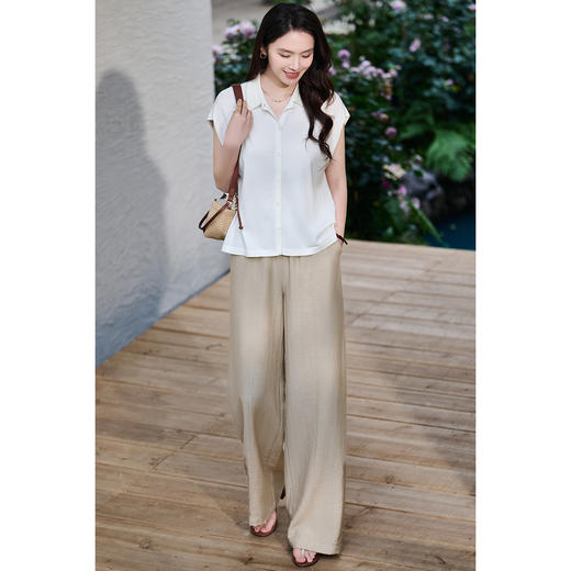 米思阳2026夏季新款通勤优雅白衬衫莱赛尔天丝百搭针织衫上衣女2089 商品图4