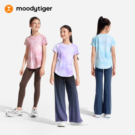 moodytiger女童短袖T恤夏新防晒速干透气扎染印花上衣62210120 商品图4