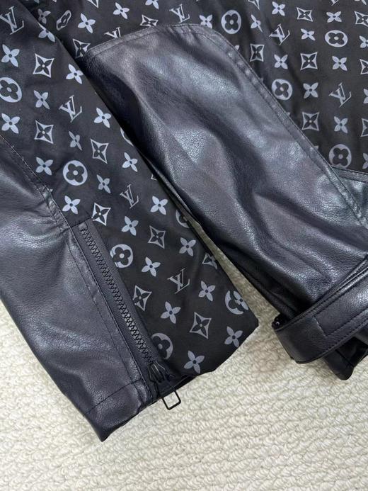 F033142春夏季新款防风耐磨黑白拼接撞色越野赛车风机车皮夹克外套 商品图7