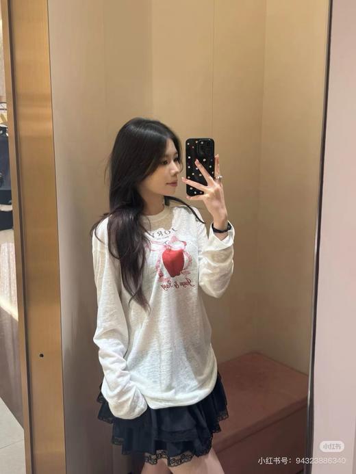 F033155春夏季新款软糯亲肤百搭减龄防晒苹果印花长袖T恤 商品图14