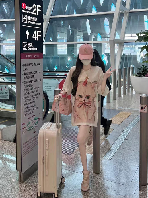 特价出！少量！售完无补！甜酷少女感！ADER猫咪印花宽松短袖T恤！ 商品图6