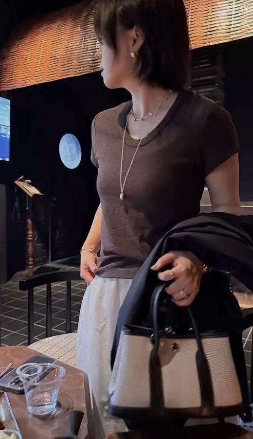 重工多压线天丝莫代尔圆领短袖T恤 商品图1