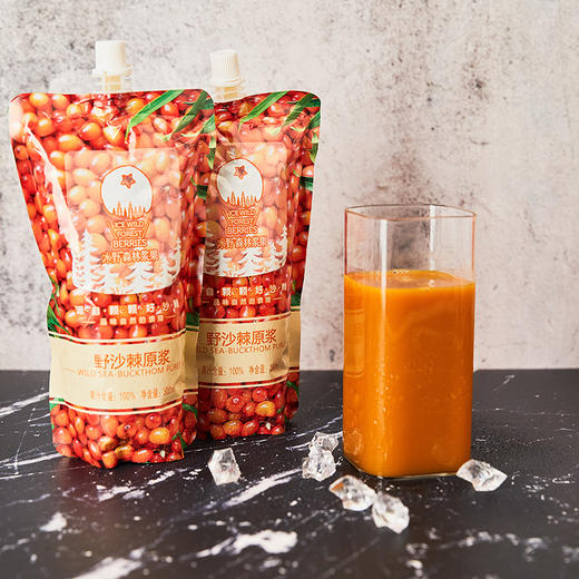 【原浆果汁三种口味】果汁尝鲜蓝莓原汁1袋+沙棘原浆1袋+蔓越莓原浆1袋实发300ml*3袋包邮 商品图4