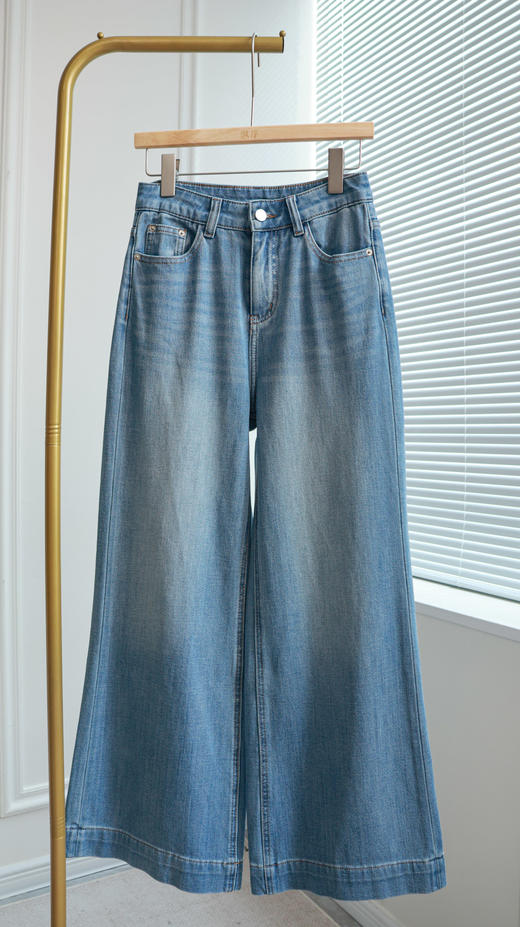 腿精担当|高腰宽边裤脚微喇裤 商品图0