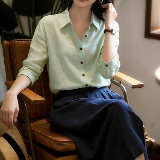 天丝亚麻长袖衬衫 明星同款垂坠感面料 慵懒轻奢风 商品图9