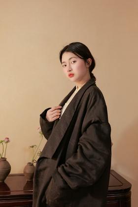 漫物记丝毛翻领双口袋长外套xys-317