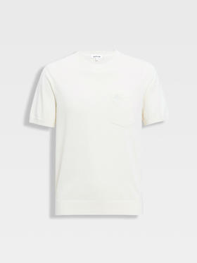 callisto白色进口三醋酸混纺针织短袖T恤